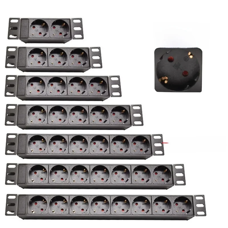 Eu Power Strip Aluminium Legering Shell 2/4/6/8 Unit Duitse Outlets 2M Verlengsnoer Geen Schakelaar hoge Kwaliteit Home Office Socket - afbeelding 2