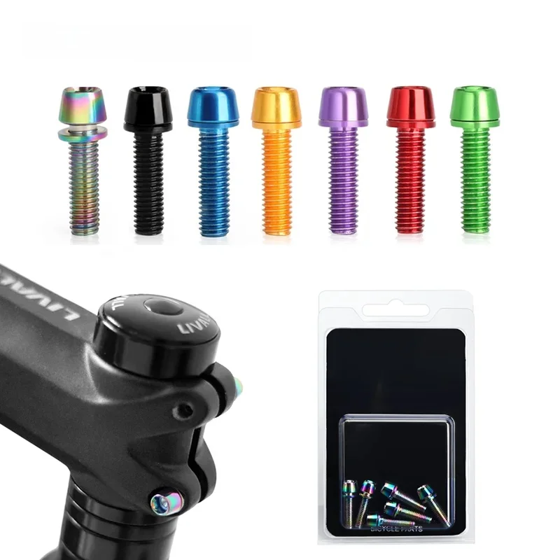 AliExpress riderace 6pcs/set Bicycle Handlebar Screws Titanium-plated Colorful Stainless Steel M5*18MM MTB Bike Handle bar Stem Riser Screw In Bolts