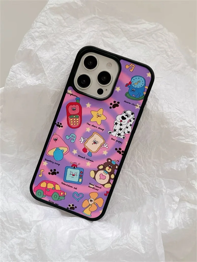 

Japan Korean cute little bear puppy colorful cartoon phone case suitable for iPhone 14 Pro 15Pro 13 16 promax shockproof Cover