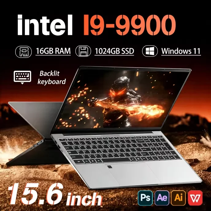 Portátil Intel Core i9-9900 con Windows 11 Pro, pantalla HD de 15.6 pulgadas, 16GB de RAM, SSD de 1TB/2TB, computadora portátil.