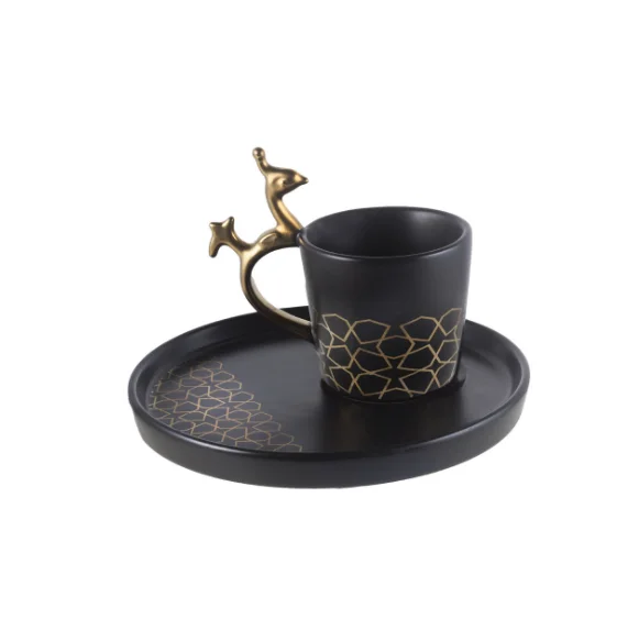 

Teacup, Decorative Coffee Cup, Handmade Modern Black Mug, Design Tea Cup