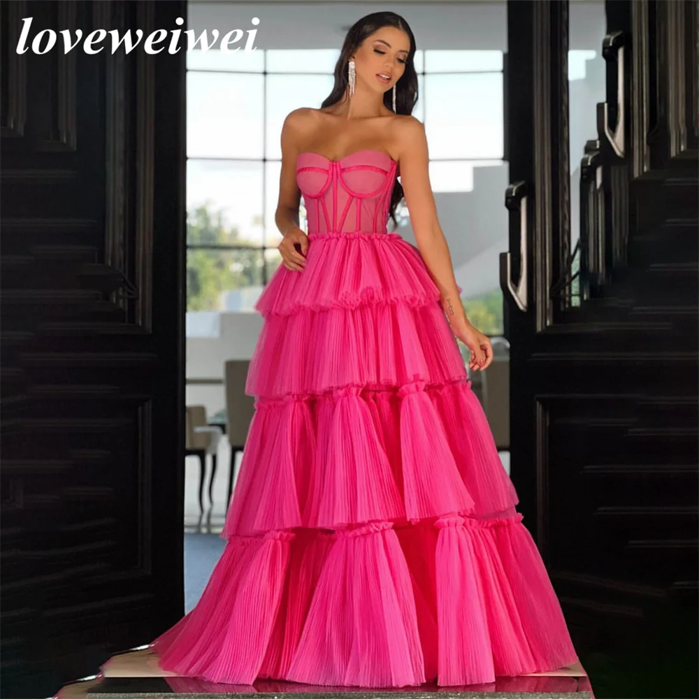 Vestidos de noche con escote en forma de corazón, vestido de graduación escalonado encantador, vestidos de fiesta sin mangas, vestidos de noche de talla personalizada