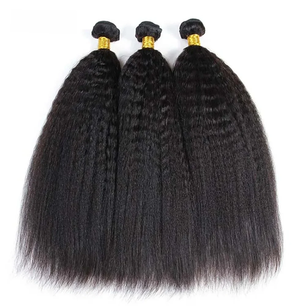 Tissage en lot brésilien 100% naturel crépu lisse, couleur noire 1B, densité 180, pour femmes noires