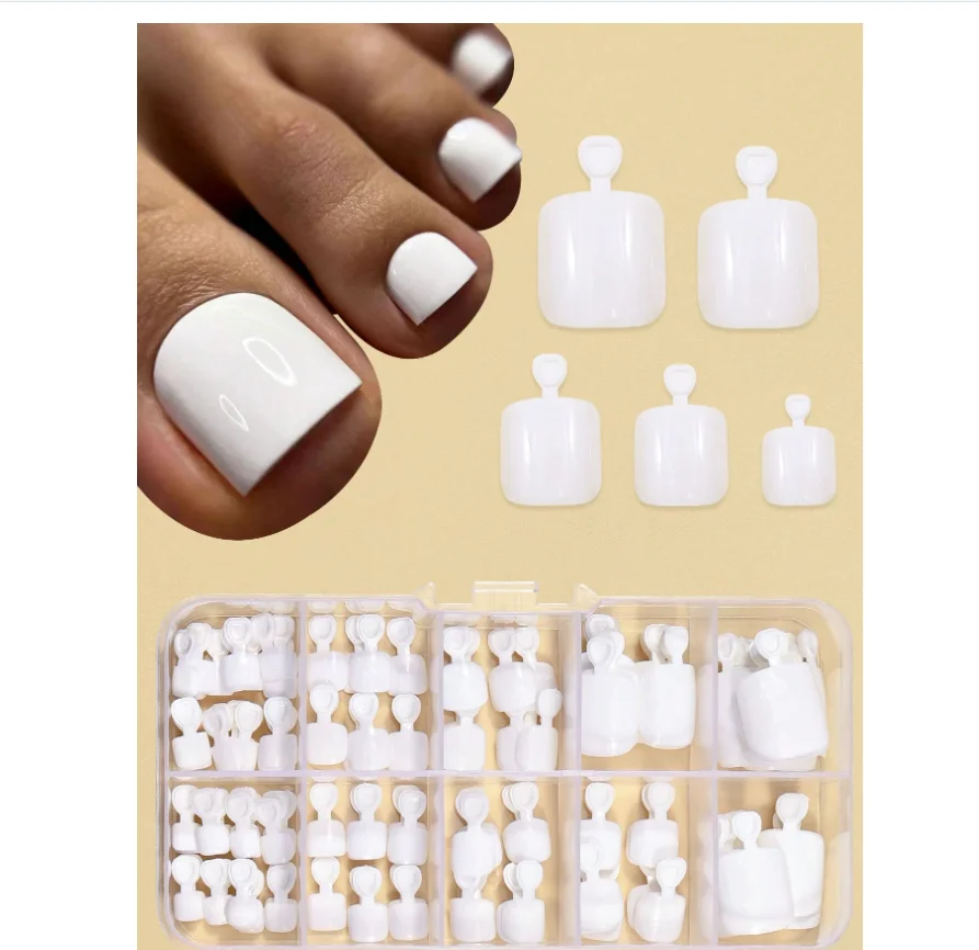 120pcs False Toe Nail Tips 12 Sizes White Full Cover Fake Toenail Tips Press On Salon Toe Nail... product image from Glow & Glam