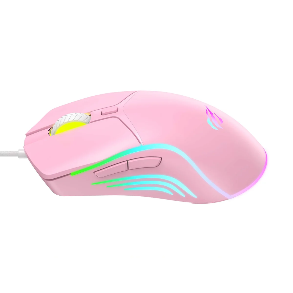 Mouse Gamer Havit MS1029 8000 DPI 6 Botões RGB Rosa