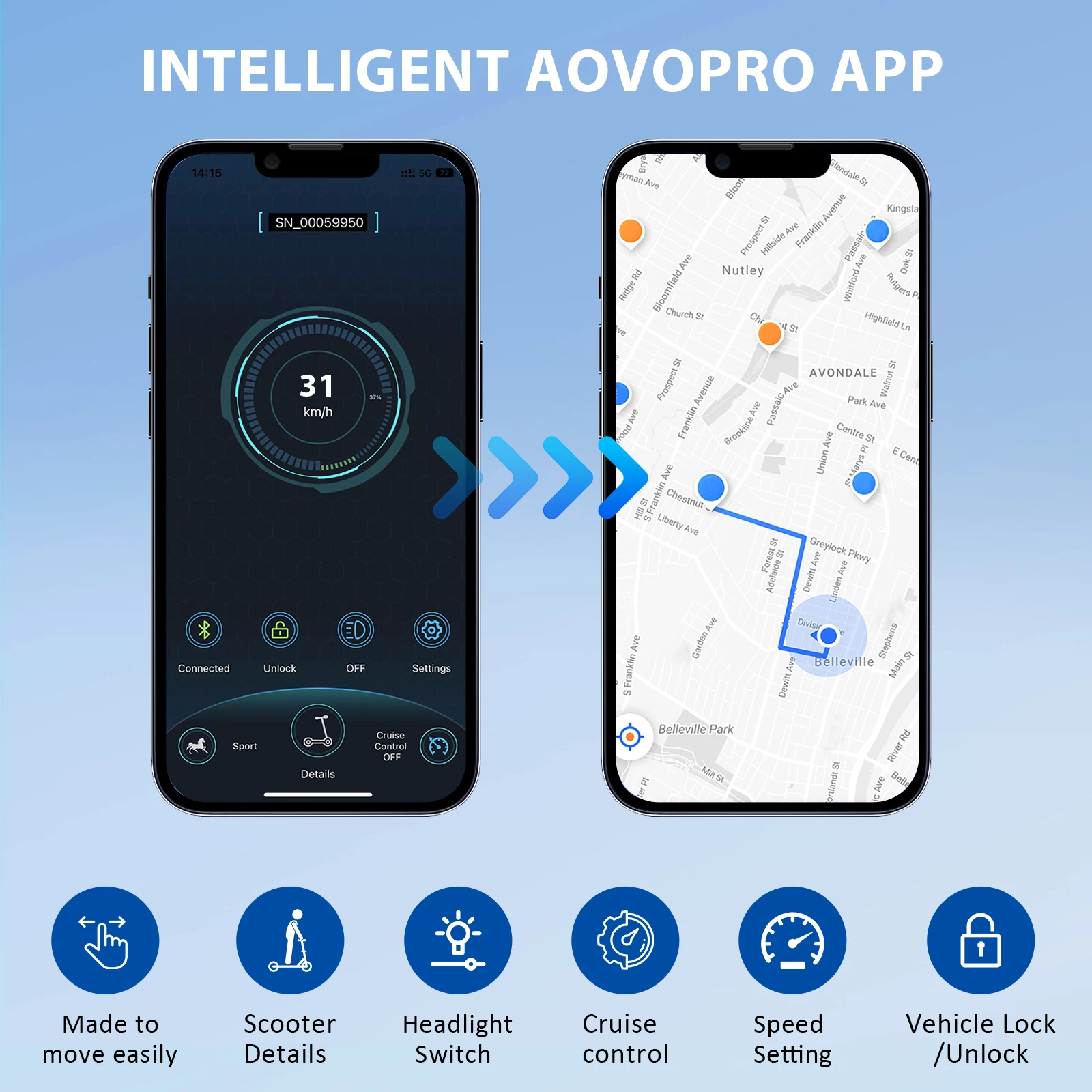 scooter électrique aovopro tx01 – vue détaillée