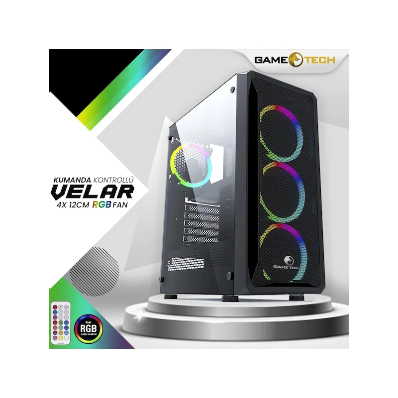 Gametech Velar RGB 4 X120Mm Fan Gaming Gaming Case