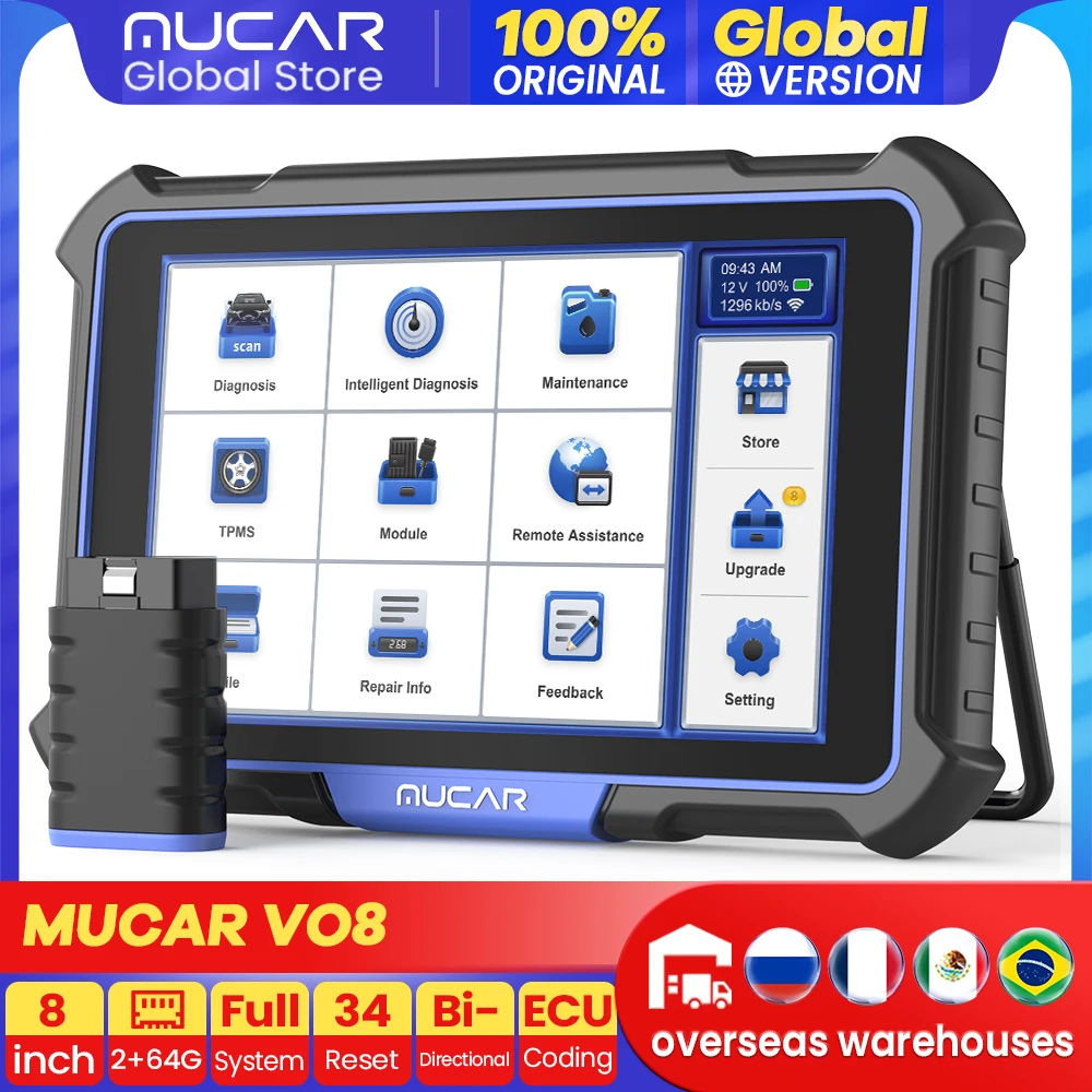 

NEW MUCAR VO8 Professional OBD2 Scan Tool OEM Full Systems Diagnosis ECU Coding Bi-directional Control 34 Reset Services Global