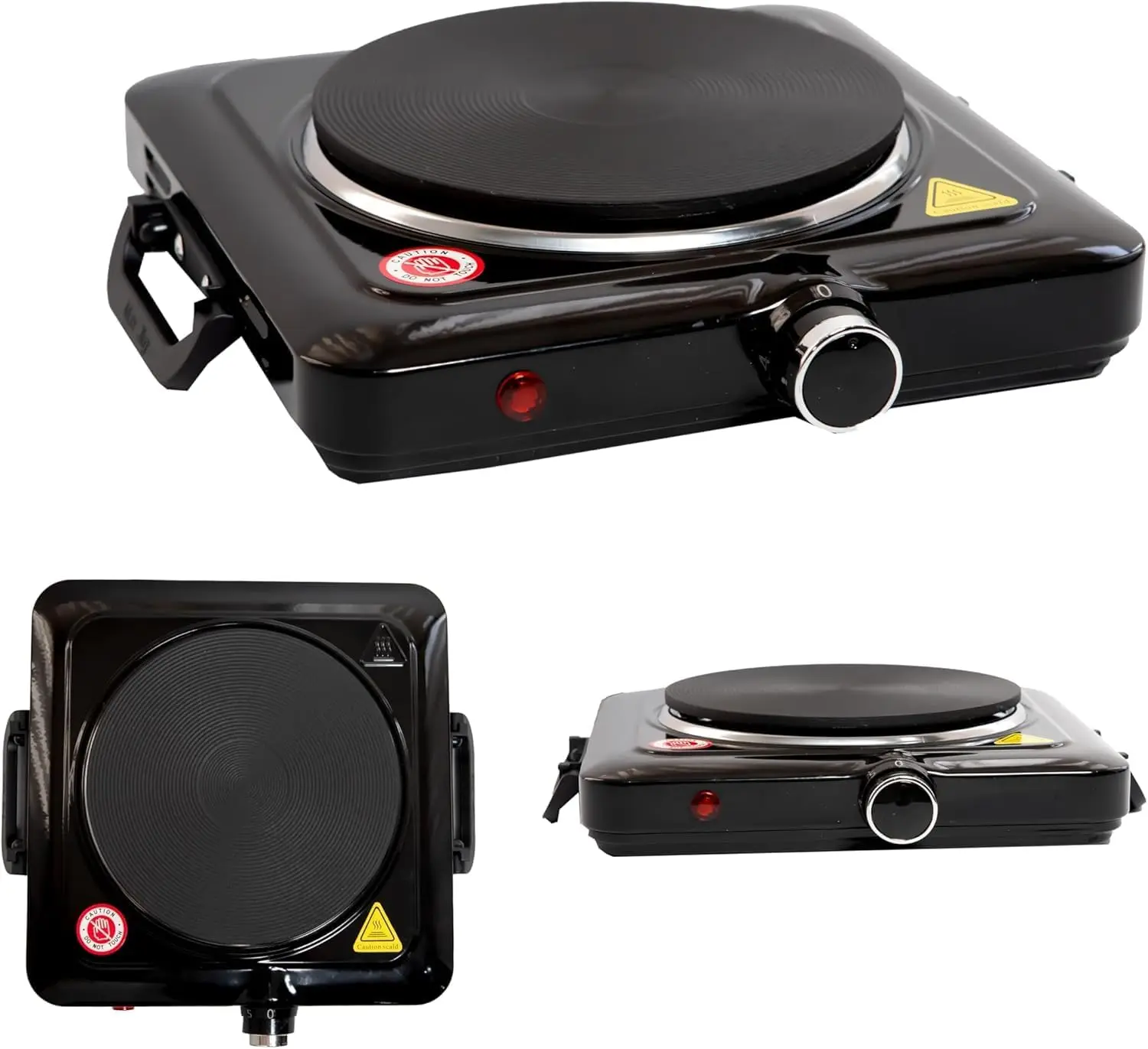 COCINA ELECTRICA HORNILLO 1000W 1 FUEGO PLACA ELECTRICA INDICADOR LUMINOSO POTENCIA REGULABLE CAMPING GARANTIA (1 FUEGO 1000W NEGRO)