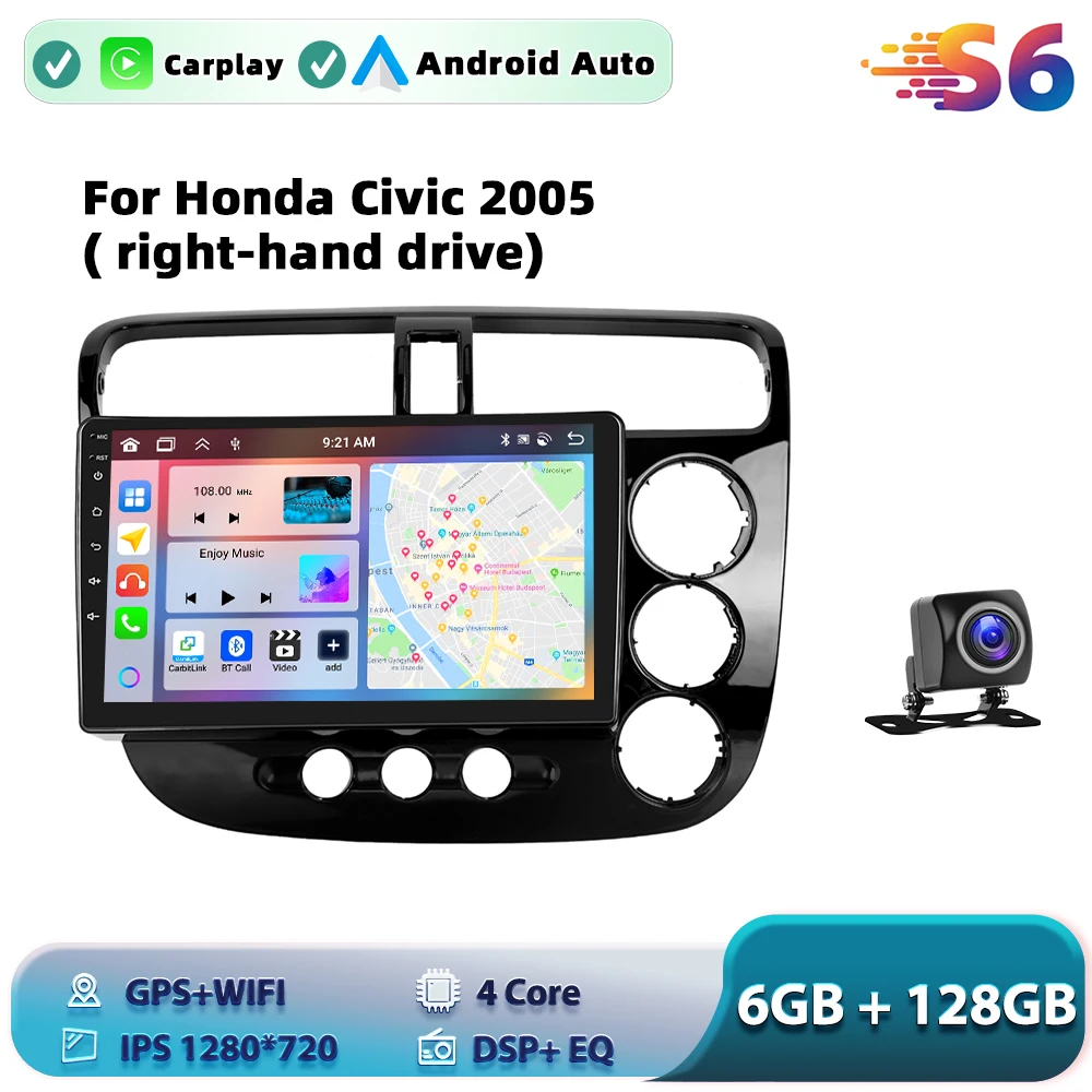 Podofo Android Car Radio For Honda Civic 2005( right-hand drive)Android Auto Multimedia Player GPS Navigation RDS BT Head Unit image 3