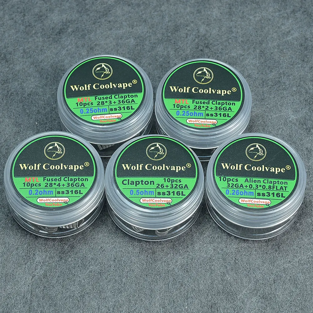 10Pcs NI80/SS316L/A1 Mtl Alien Fused Clapton Wire Tiger ขดลวดที่สร้างไว้ล่วงหน้าขดลวดทำความร้อนเครื่องทำความร้อนสายไฟ zeus X RTA Goon V1.5 Rda