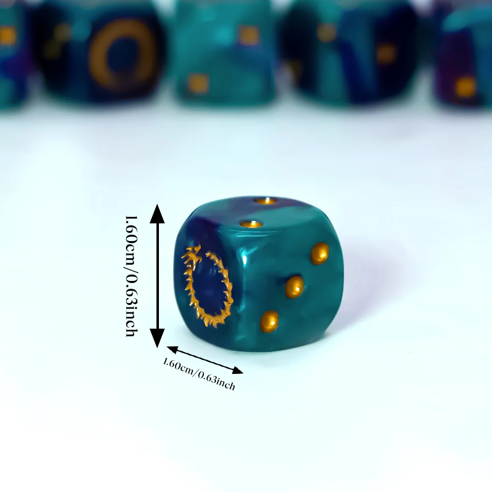 6Pcs Deep Sea Gold Flame D6 Dice Set Polyhedral Role Playing Dice for Tabletop RPG Board Games Family Entertainment Thanksgiving