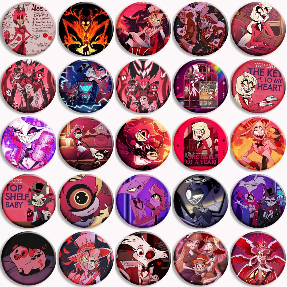 Hazbin Hell Cartoon Pins Anime Alastor Chibis Charlie Pin Brooch Hat Bag Hazbin Jewelry Custom Design art Meme Pin Badge Button