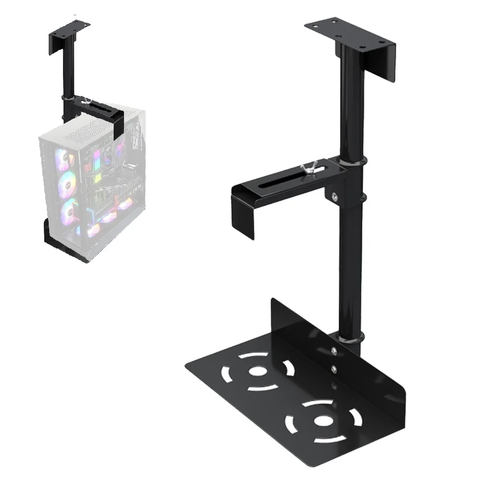 Soporte para PC debajo del escritorio, ajustable, para CPU, 25 kg, 360° °   Soporte Giratorio para Computadora de Escritorio, para Montaje en Pared o Lateral de Escritorio