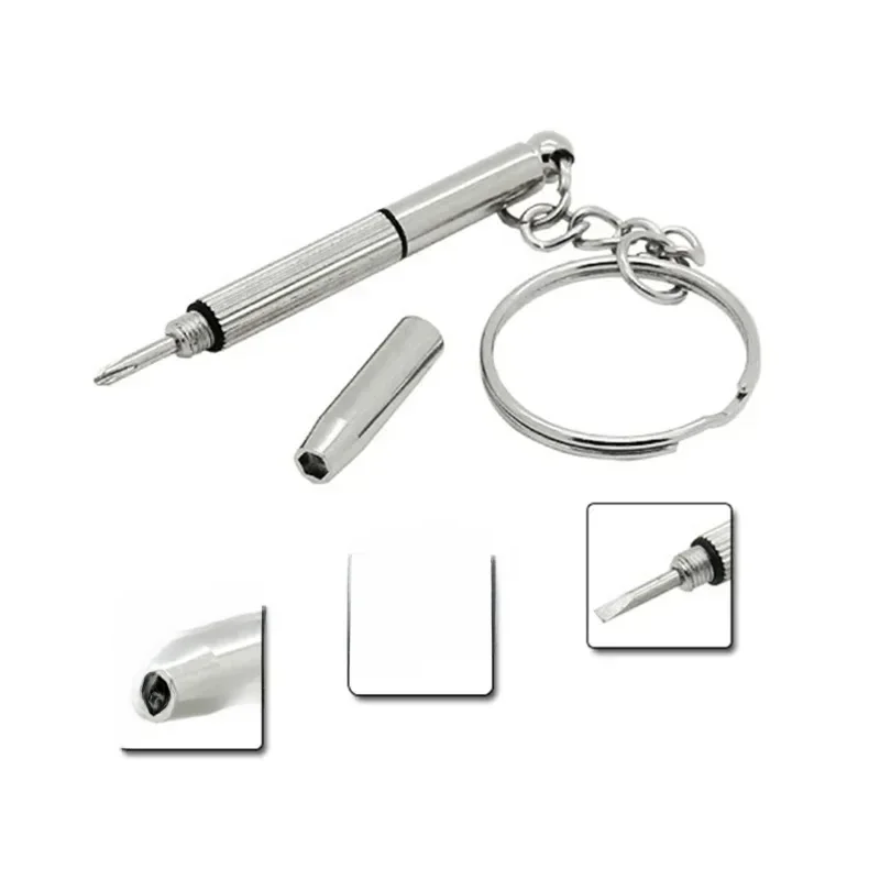 Tournevis à lunettes en acier, Kit de réparation de montre avec porte-clés, outils manuels portables, outils de tournevis de précision