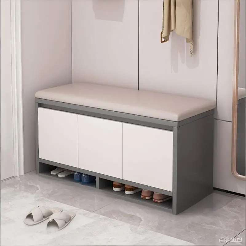 Shoe changing stool, entryway shoe bench, integrated low cabinet, dustproof storage, small shoe cabinet