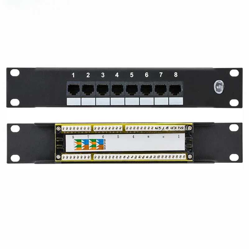 Linkwylan 10-calowy 8-portowy panel krosowy CAT5e CAT6 1U - SOHO Mini Patch Panel 8-portowy - 10-calowy do montażu w stojaku — zdjęcie 2