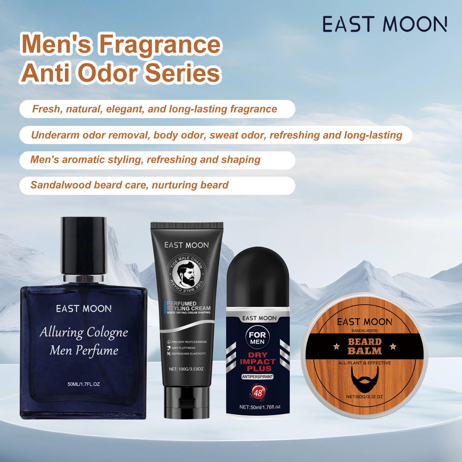 East Moon Men woda kolońska perfumy zapachowe krem ​​do pielęgnacji brody uroczy zapach feromonowy stylizacja włosów świeże randki perfumy w sprayu