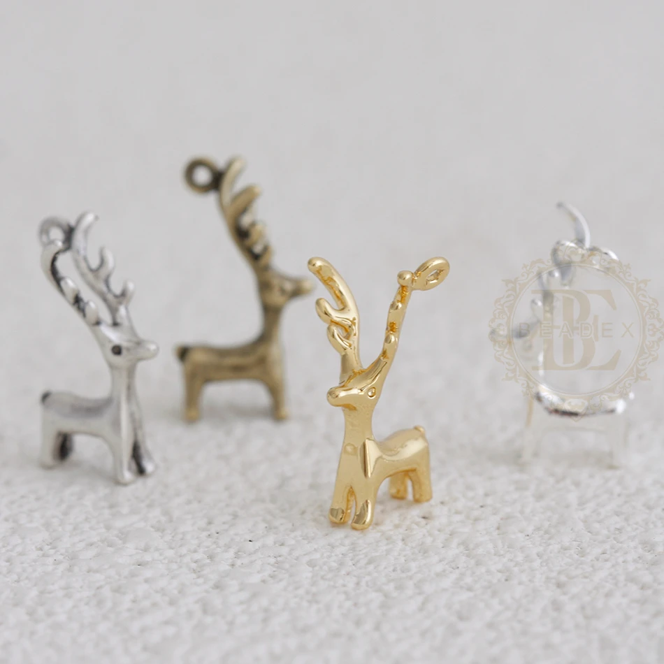 DIY Supply-One Piece Premium Plated Solid Brass Finding - Deer 8.2x11mm (4917C-6)