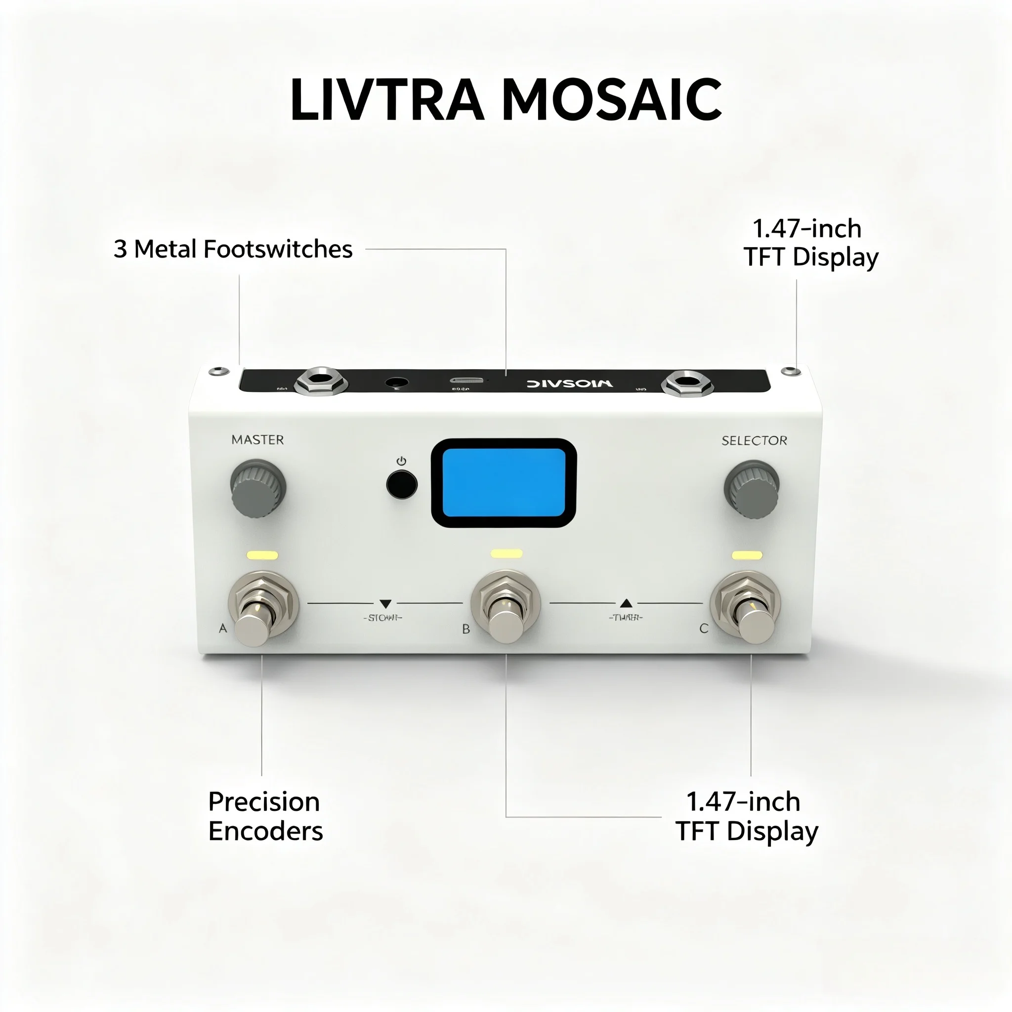 LIVTRA MOSAIC 3-Switch Guitar Multi-Effects Processor 44.1kHz 24bit 30 Amps 30 IRs Bluetooth 7.5H Battery USB Audio view 5