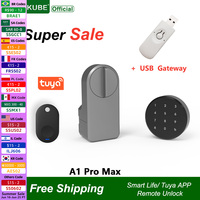 RAYKUBE A1 Pro Tuya BEL Smart Door Lock Set with Fobs/ Keypad/ Smart Key Tuya Remote Unlock Work with Alexa Google Assistant