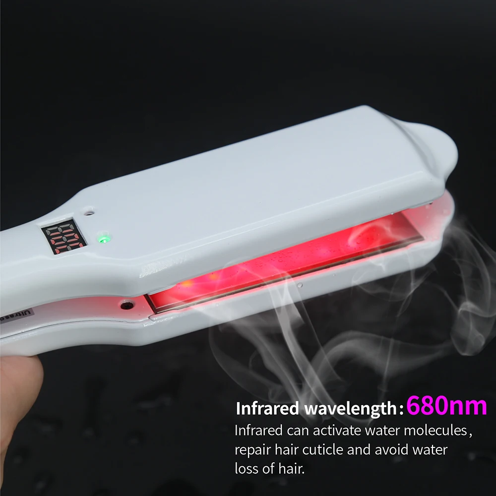 Hair Care Iron Infrared Ultrasonic 2 Inches Wide Plate Argan Oil Recover Damaged Keratin Treatment Smooth Frizz Hair Cold Irons