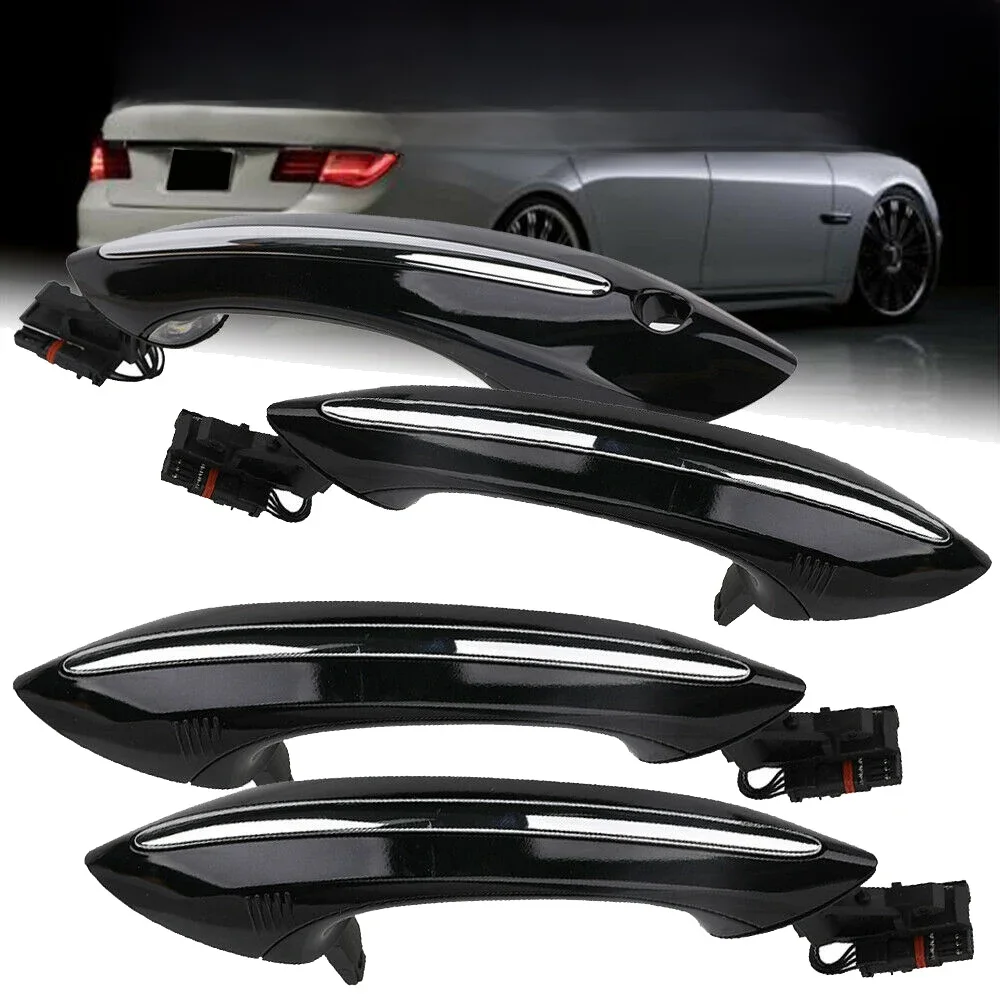 4X Zwart Buiten Buiten Exterieur Comfort Toegang Deurklink Set Voor BMW 5 6 7 Serie F07 F10 F11 f06 F12 F13 F01 F02 51217231931 - afbeelding 2