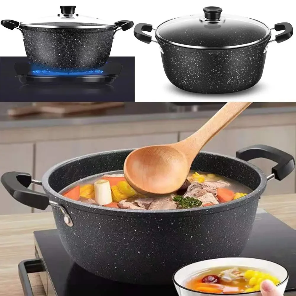 Maifan-Marmite à soupe universelle en pierre antiarina avec couvercle, casserole domestique, cuiseur à gaz et à induction, 2 oreilles, stock