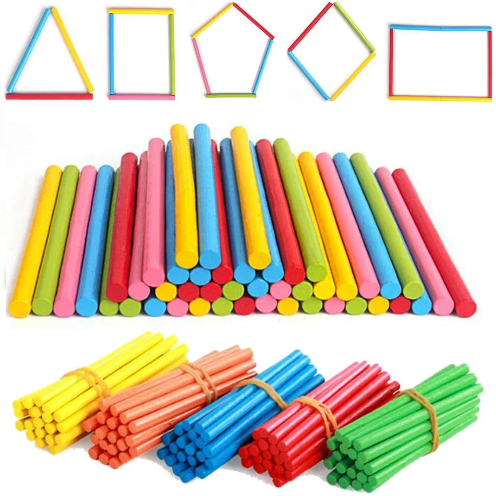 Bâtons de comptage en bambou colorés, 100 pièces, outils pédagogiques de mathématiques Montessori, tige de comptage pour enfants d'âge préscolaire, jouet d'apprentissage des mathématiques, cadeau