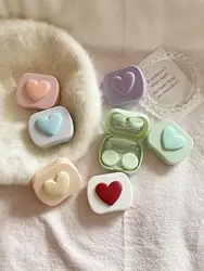Heart Contact Lens Case with Mirror Mini Lovely Eyes Care Contact Lens Container Box Travel Kits Eyewear Accessories Organizer