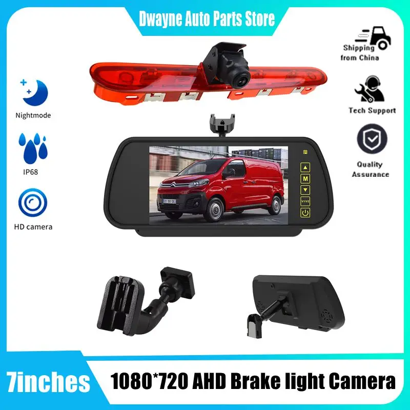 

HD1080P For Toyota ProAce Peugeot Expert Citroën Jumpy Citroën Spacetourer 7 Inches Display Third Brake Light Camera
