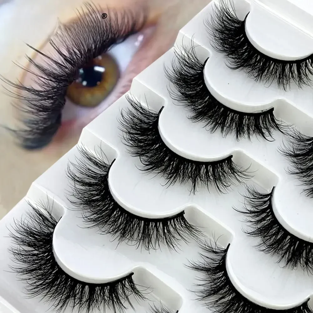 Faux-Cils 3D en Vison Doux et Naturels, Ensemble de Maquillage, 5 Paires