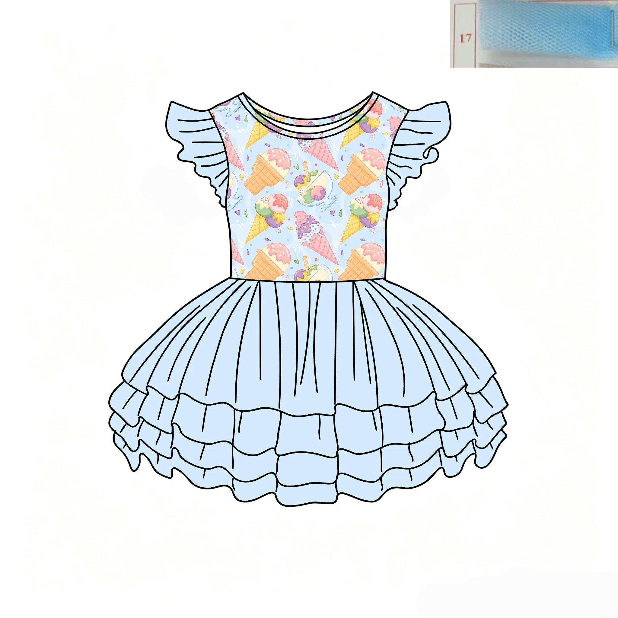 

Hot Sale Boutique Children's Dresses sleeveless 4-layer mesh skirt dress popsicle print custom & wholesale