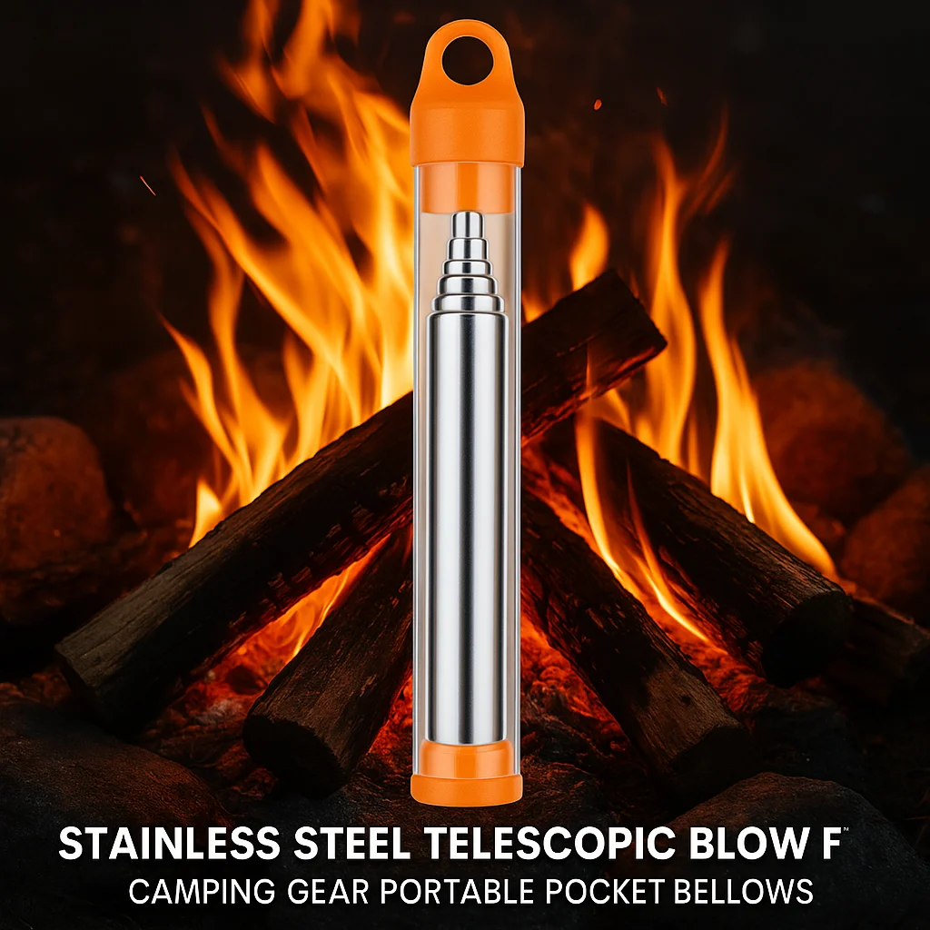 

Stainless Steel Telescopic Blow Fire Tube Camping Gear Portable Pocket Bellows for Campfire Outdoor Hiking Backpacking BBQ Tools