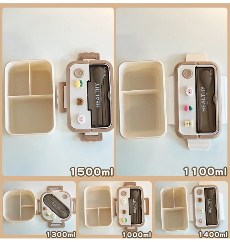 Cute Portable Lunch Box With Compartment For Girls School Kids Plastic Picnic Bento Box Microwave Food Storage Containers