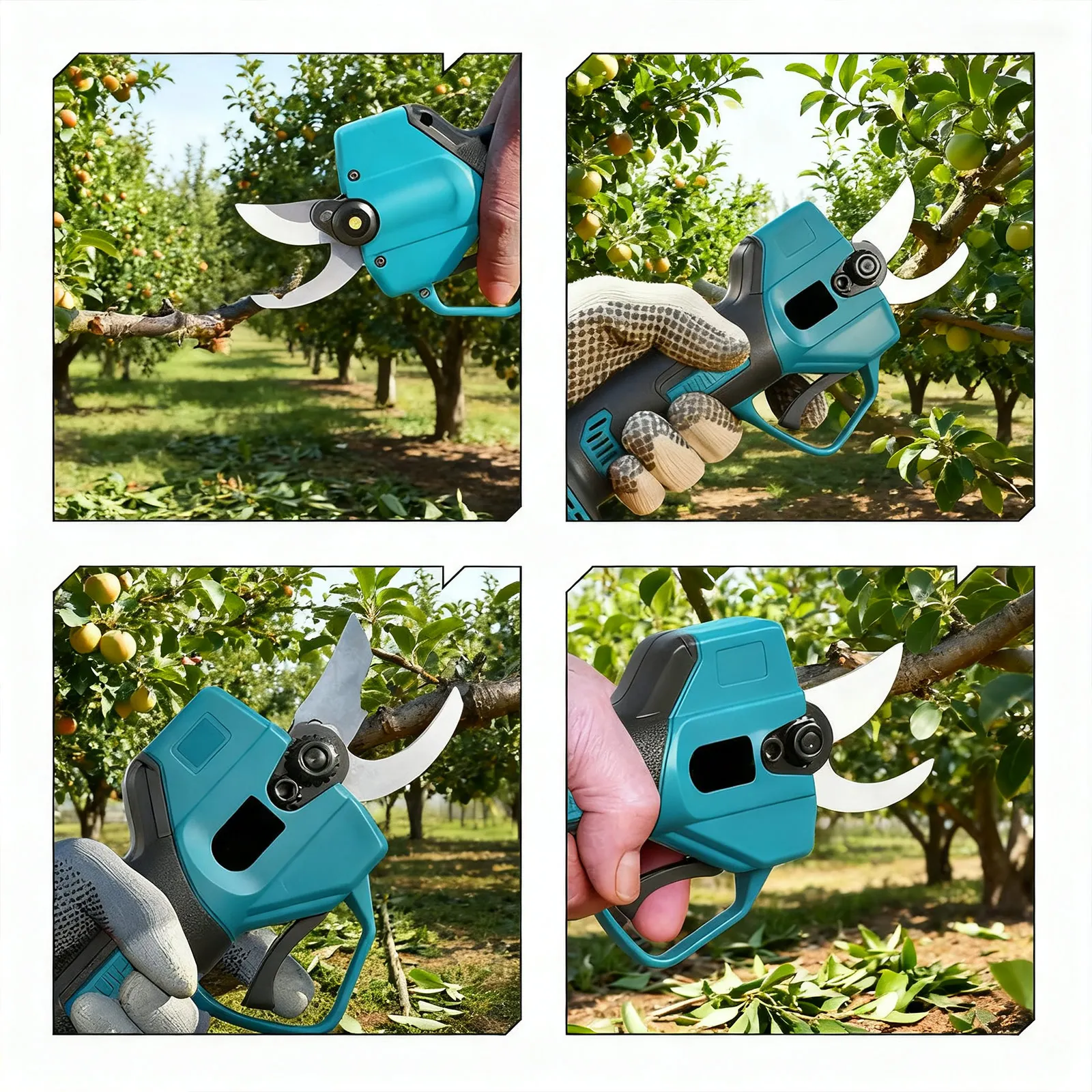 2-Gang 30MM Akku-Elektroschere für Obstbäume, Bonsai-Schneidegerät, Gartenschere, Elektrowerkzeug für Makita 18V Akku – Detail 7