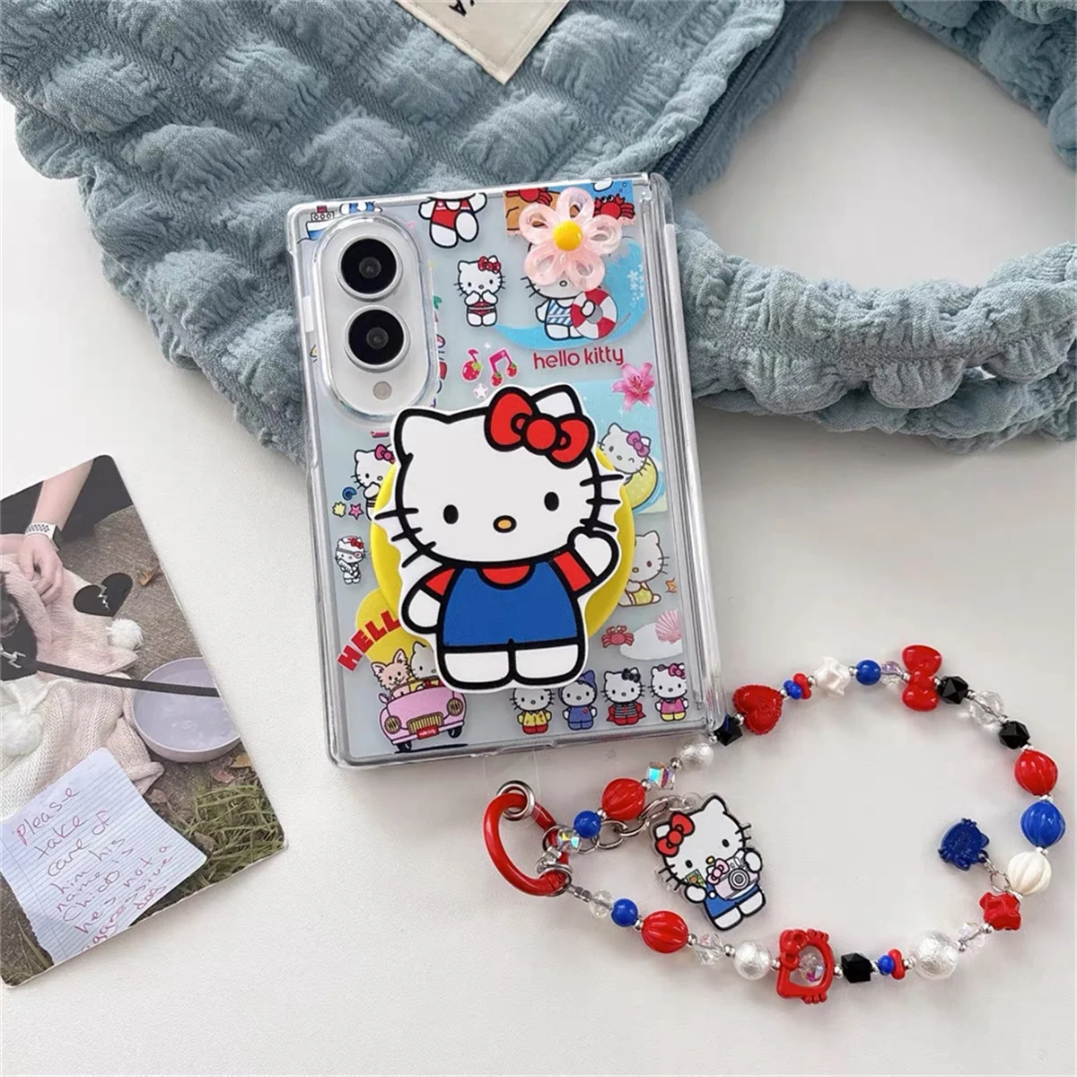 Cute Hellokitty Magnetic Phone Case for Samsung Galaxy Z Fold 8 Ultra Fold 7 8 Fold 6 5 Cover With Magsafe 3D Stand Chain Case