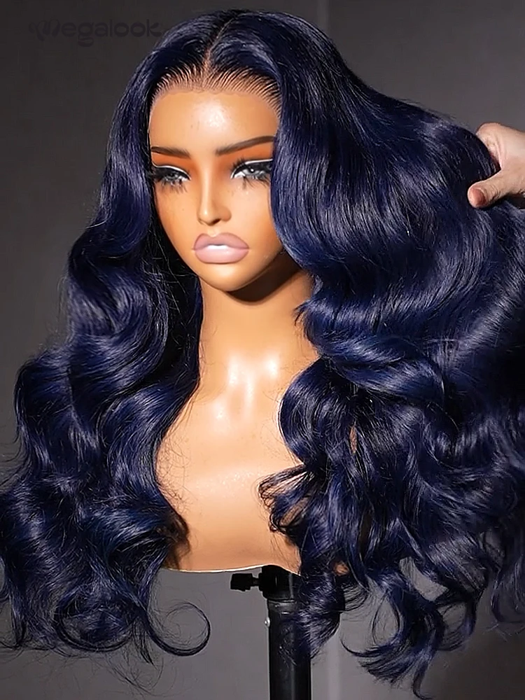 

Парик из натуральных волос Midnight Blue 13x6, без клея, с эффектом свободной волны, на шнурке, готовый к носке, с отбеленными узлами