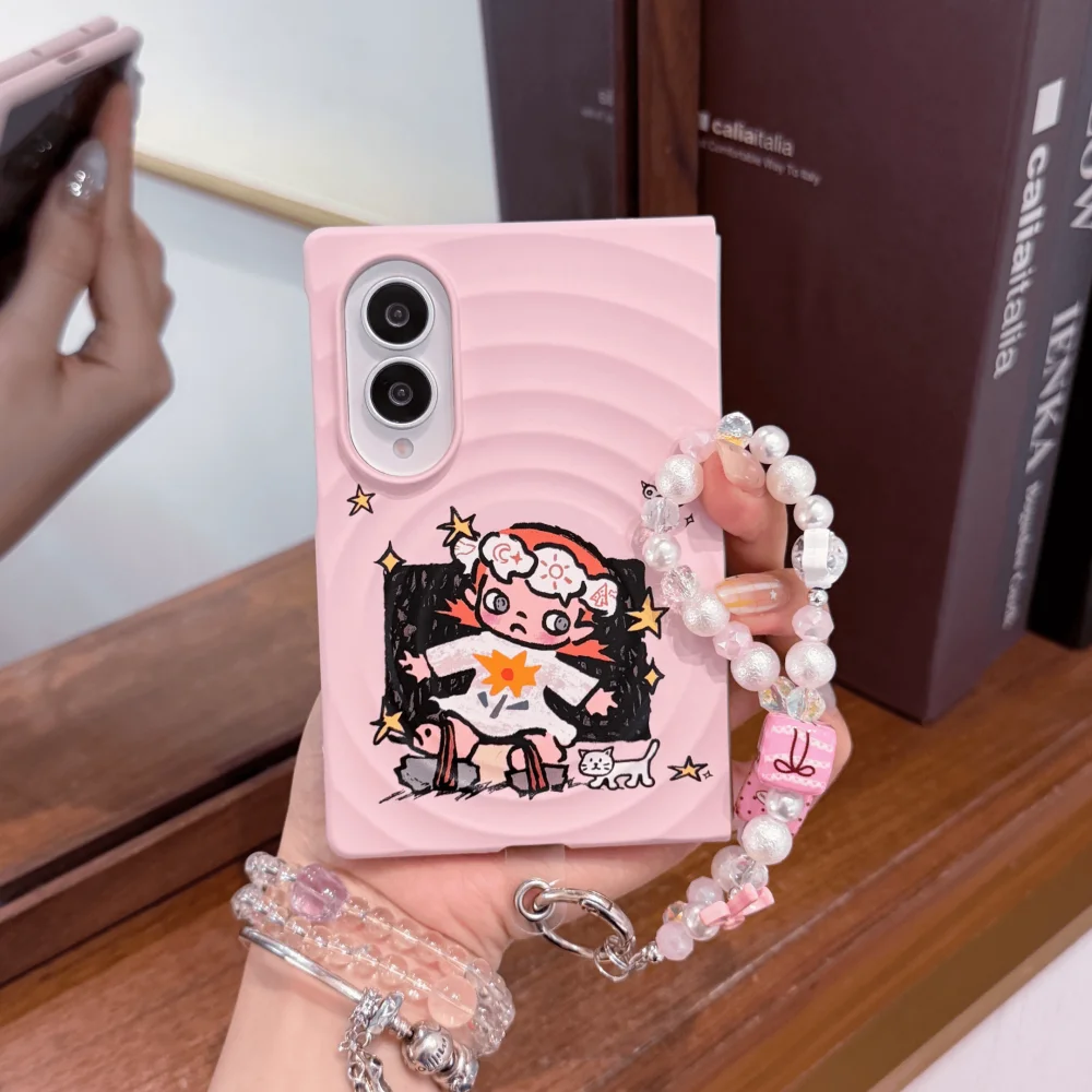 Kawaii Graffiti Cartoon Girl Pattern Phone Case For Samsung Galaxy Zfold8 ZFOLD8 Fashion Cute Anti-Fall Folding Protective Cover
