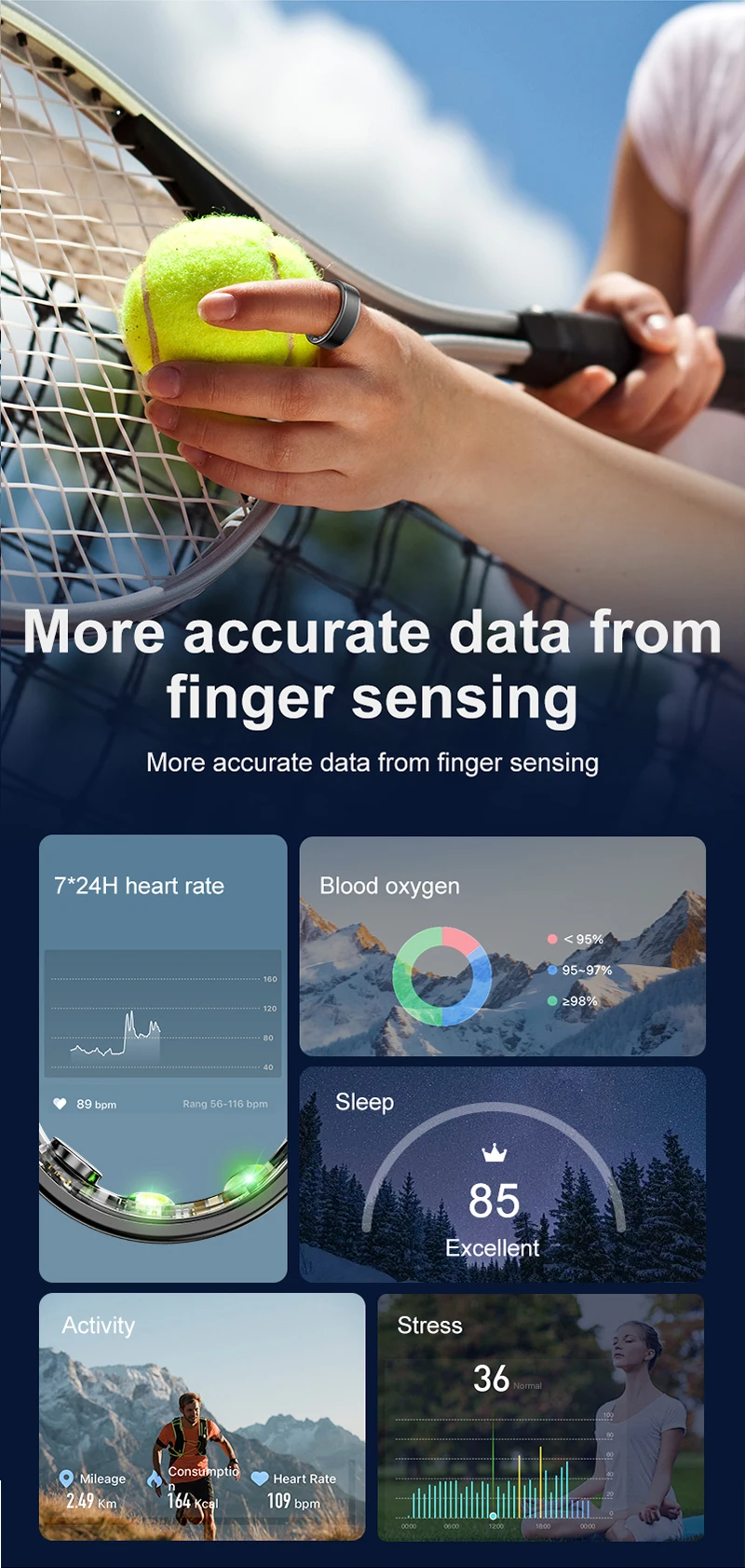 Смарт-кольцо SITOPWEAR 2025 для мужчин и женщин, с чехлом для зарядки, срок службы батареи 39 дней, монитор здоровья, водонепроницаемость IP68 и 5 атм, мультиспортивный