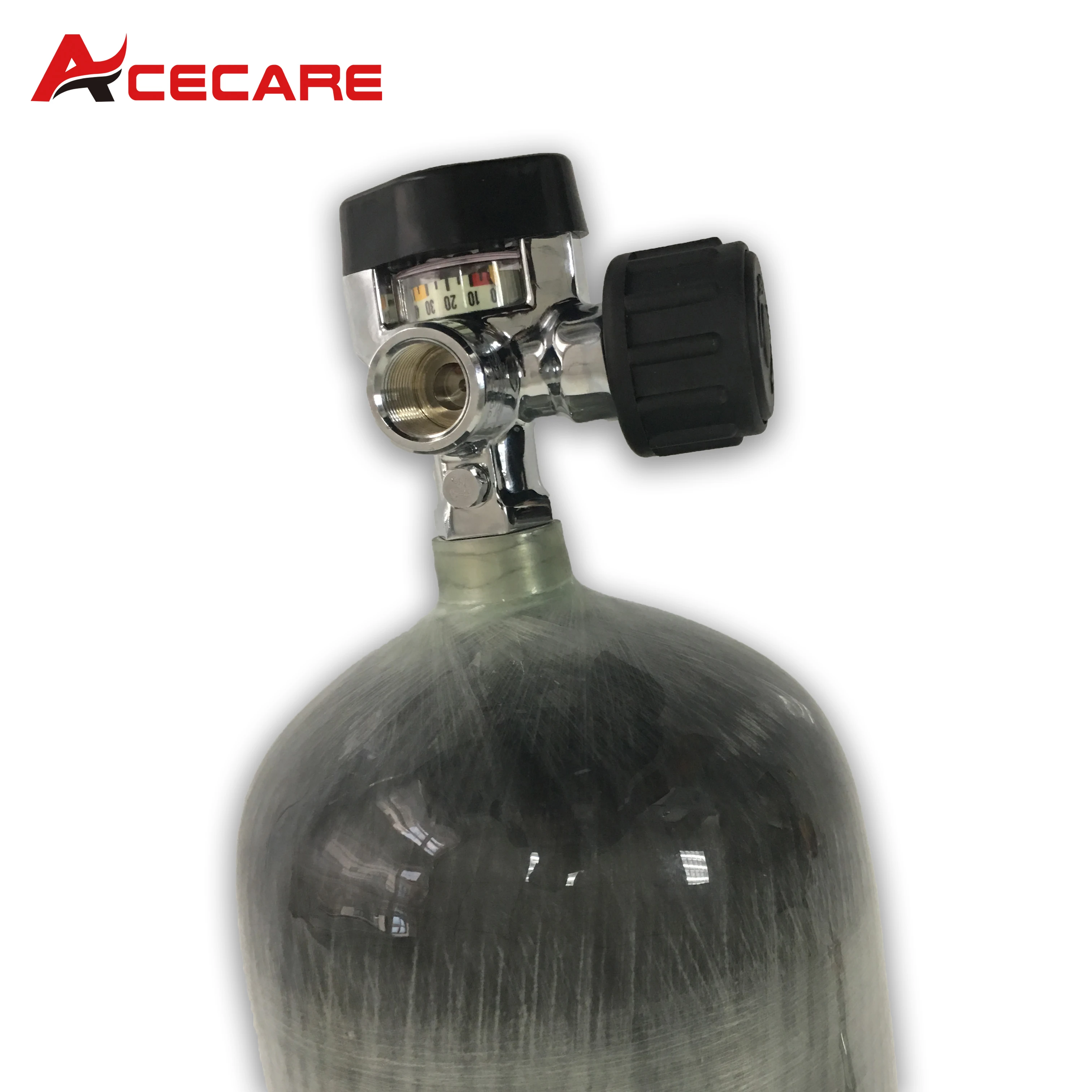 ACECARE 9L Carbon Fibre Gas Cylinders Scuba Diving Tank With Large Gauge Valve 300Bar 4500Psi For Outdoor Sports Fire Safety