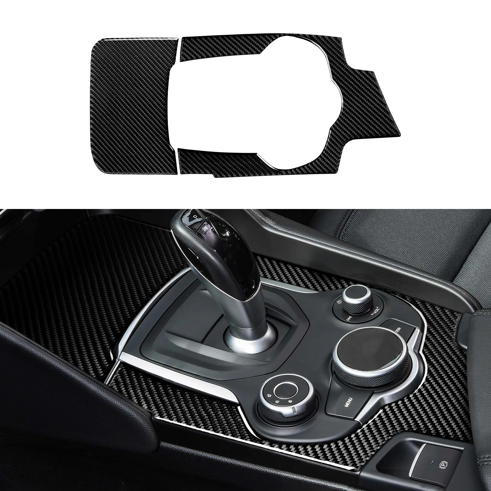 Car Gear Shift Cover Sticker Carbon Fiber Decal Center Console Trim For Alfa Romeo Giulia 952 2017 2018 2019 Accessories