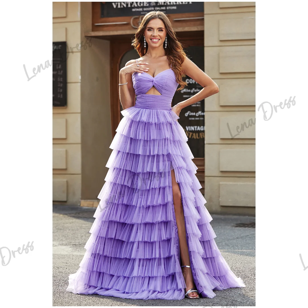 Lena Happy Sharon Dresses 2024 Gauze Ball Gowns Line A Layered Royal Engagement Dress Es Spaghetti Straps Wedding Party Dress