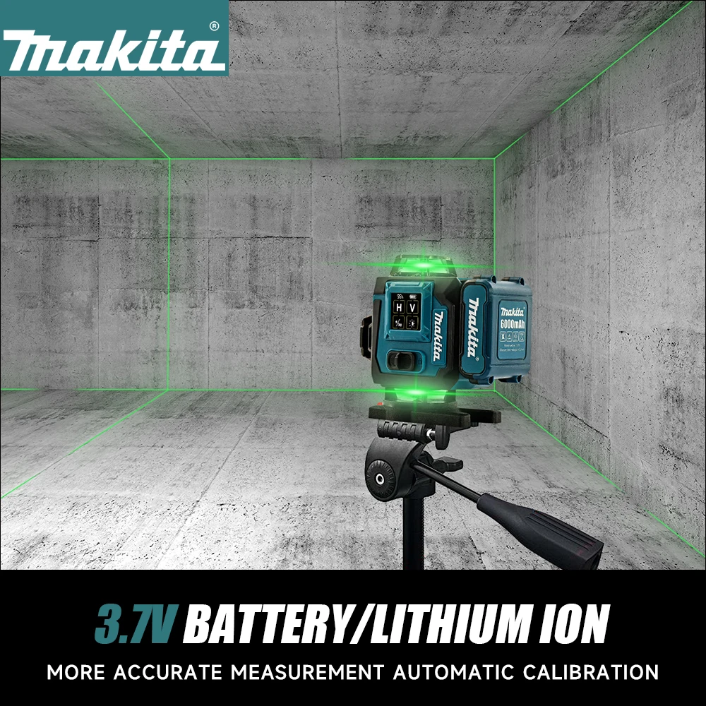 Makita Green Laser Level: 16 Lines, Self-Leveling & Manual Modes, 8H Runtime for Construction & Layout Work