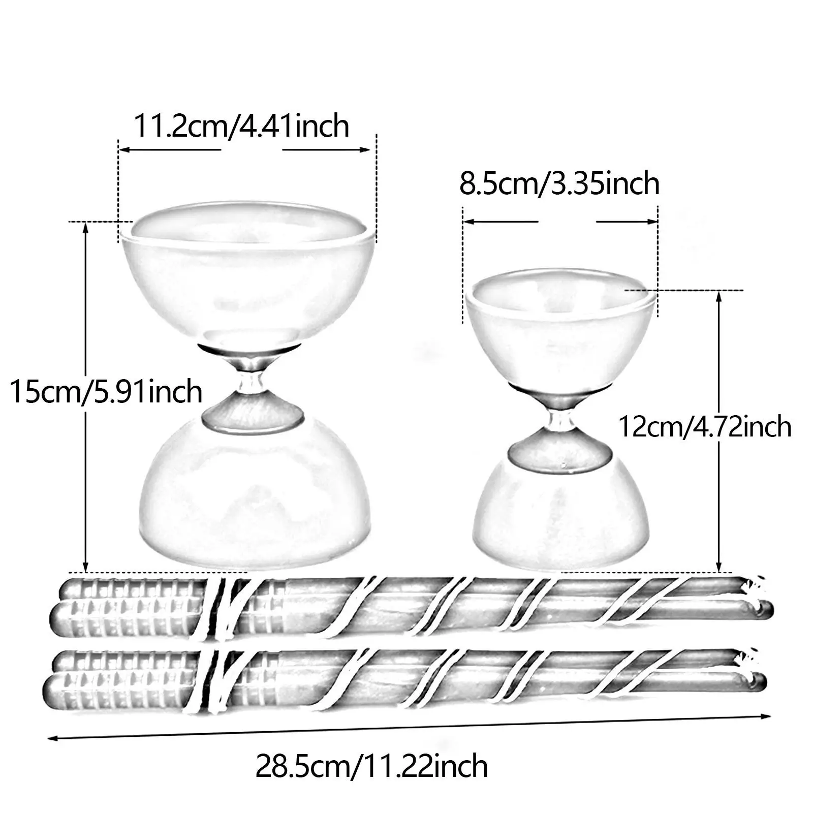 Diabolo Speelgoed Chinese Yoyo Diabolo Set Dubbelkoppig met Drievoudige Lagers Draagbare Jongleerspeelgoed Dikker Top voor Volwassen Kind Beginner