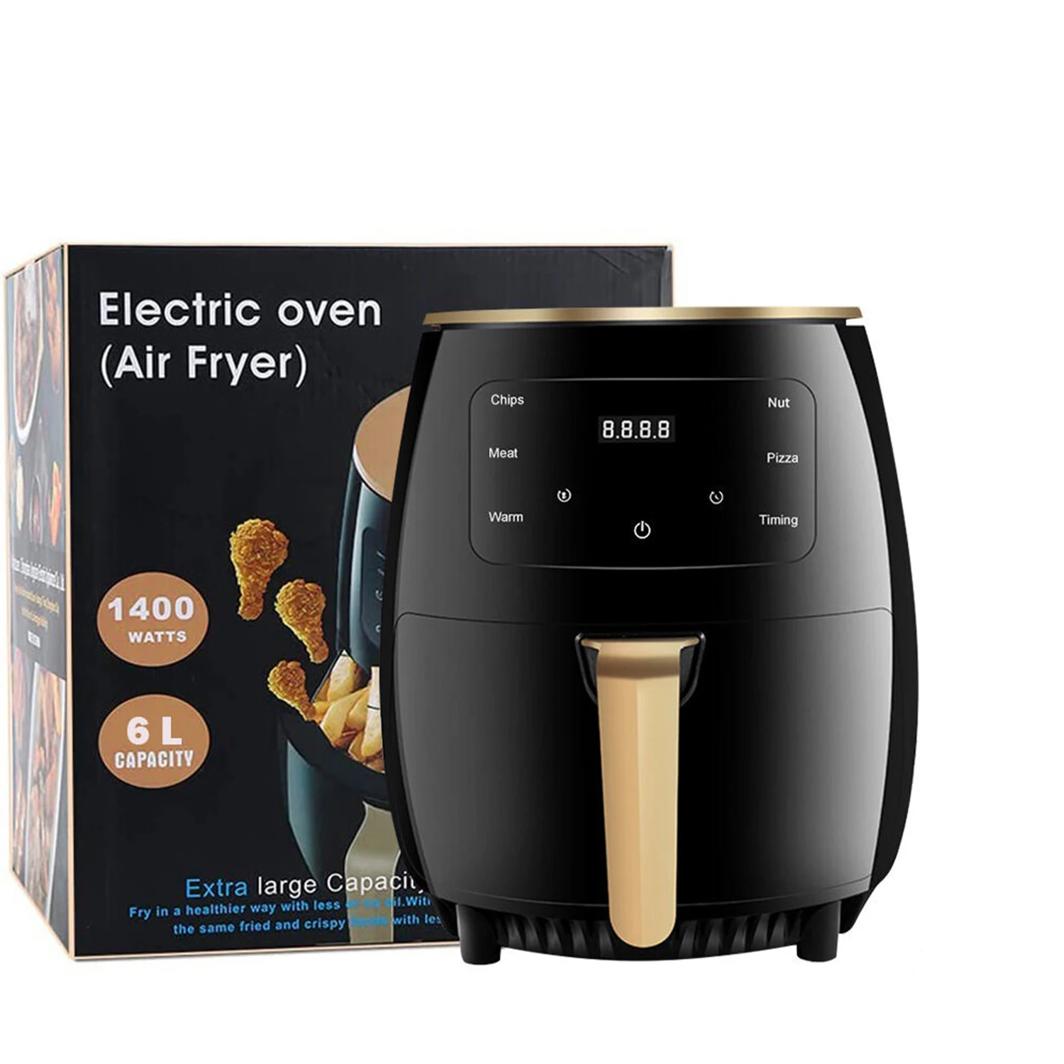 Air Fryer 6L Smart Airfryer Oven 6 Cooking Presets Oilless Cooker For Deep Frying, Roasting, Pizza Making, Grilling Chicken