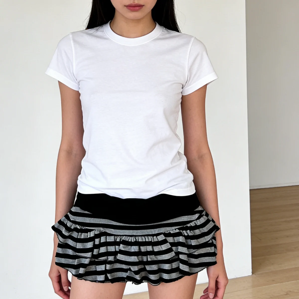 Retro Rock Fashion Mini Skirts Striped Harajuku Y2k Graphic A-Line Print Color-Block Punk Vintage Women Elegant Slim Short Skirt