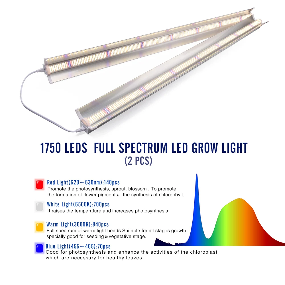 74W Led Grow Light Bar Full Spectrum 1750LED Plant Growth Phyto Lamp EU/US Plug Timer Indoor Cultivation Vegs Hydroponics