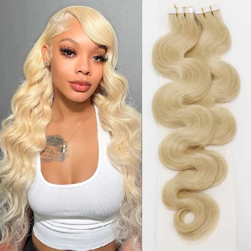 

Body Wave 613 Tape In Hair Extensions Human Hair For Black Women Girl Blonde Brazilian Tape Ins Virgin Hair Microlinks Bundles