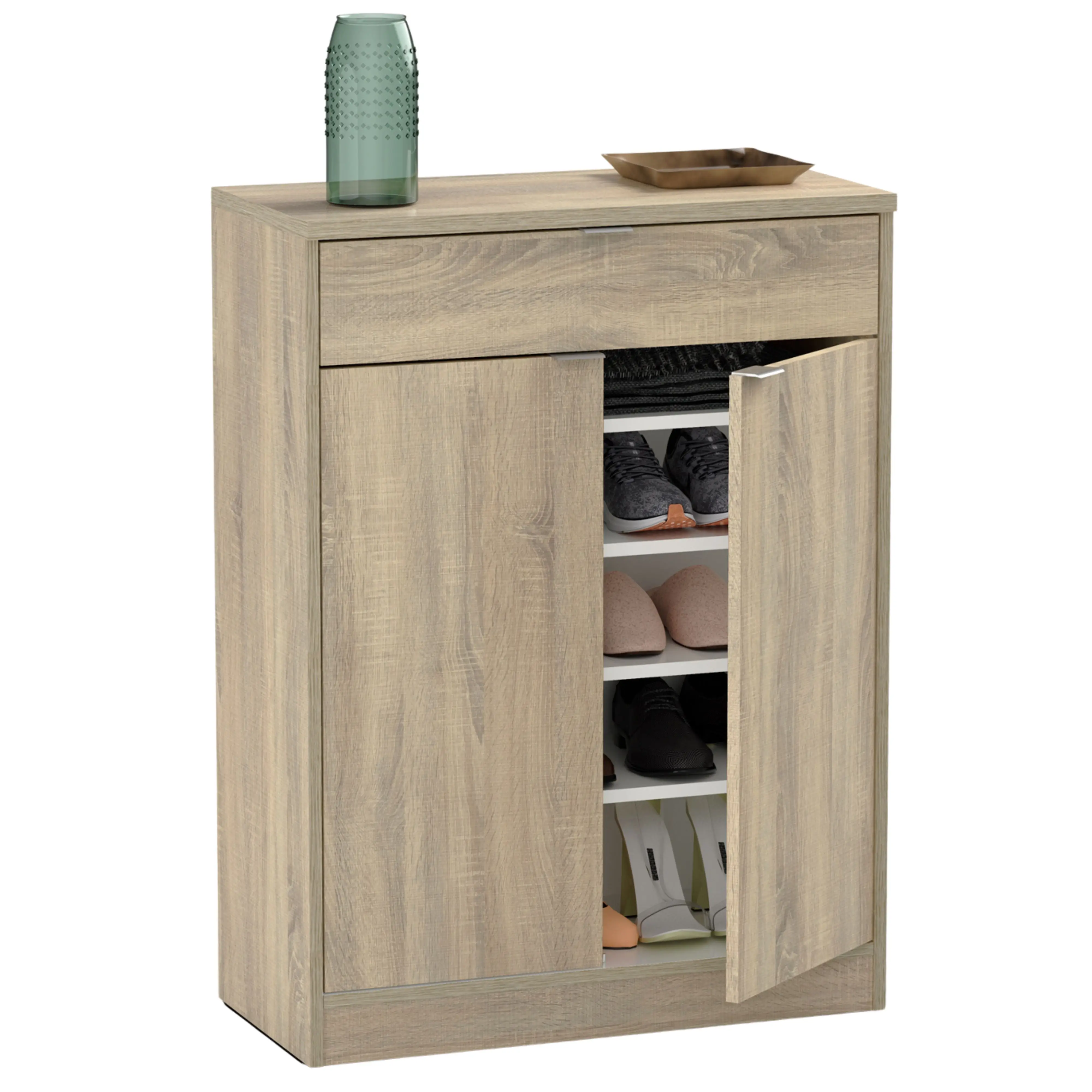 101x75X37cm Multi-purpose Cambrian Low Shoe Cabinet with Drawer and Shelves